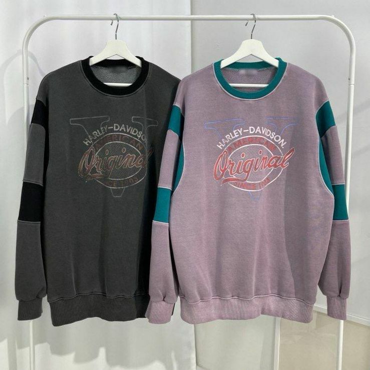 洗水拼色英文字衛衣(薄抓毛底) T5293