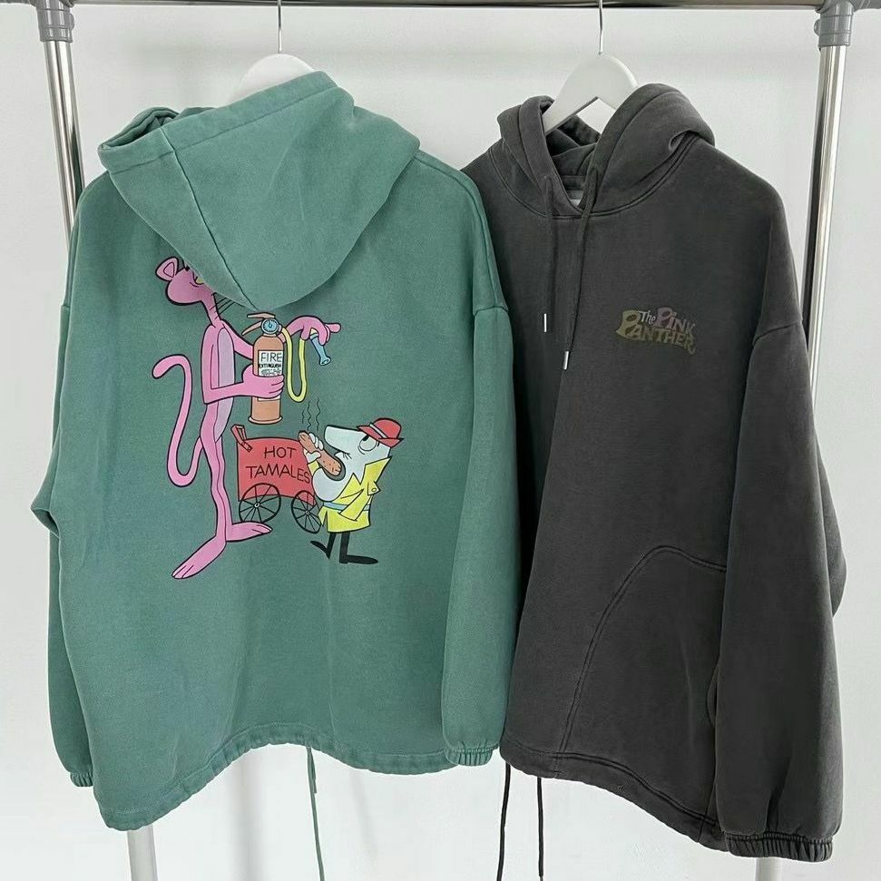 洗水傻豹圖案連帽衛衣(薄抓毛底) T5294