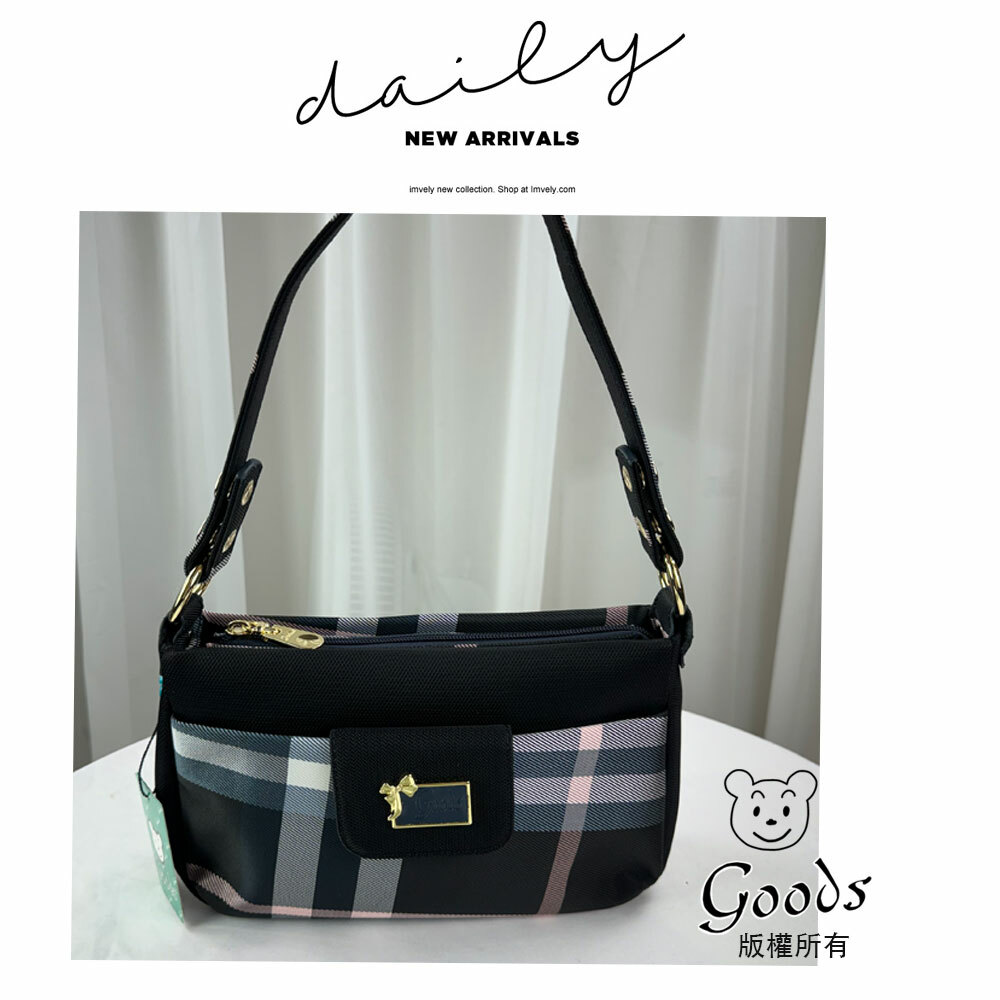 GOODS 藍格紋拼色防潑水肩背包 / 側背包  #29549