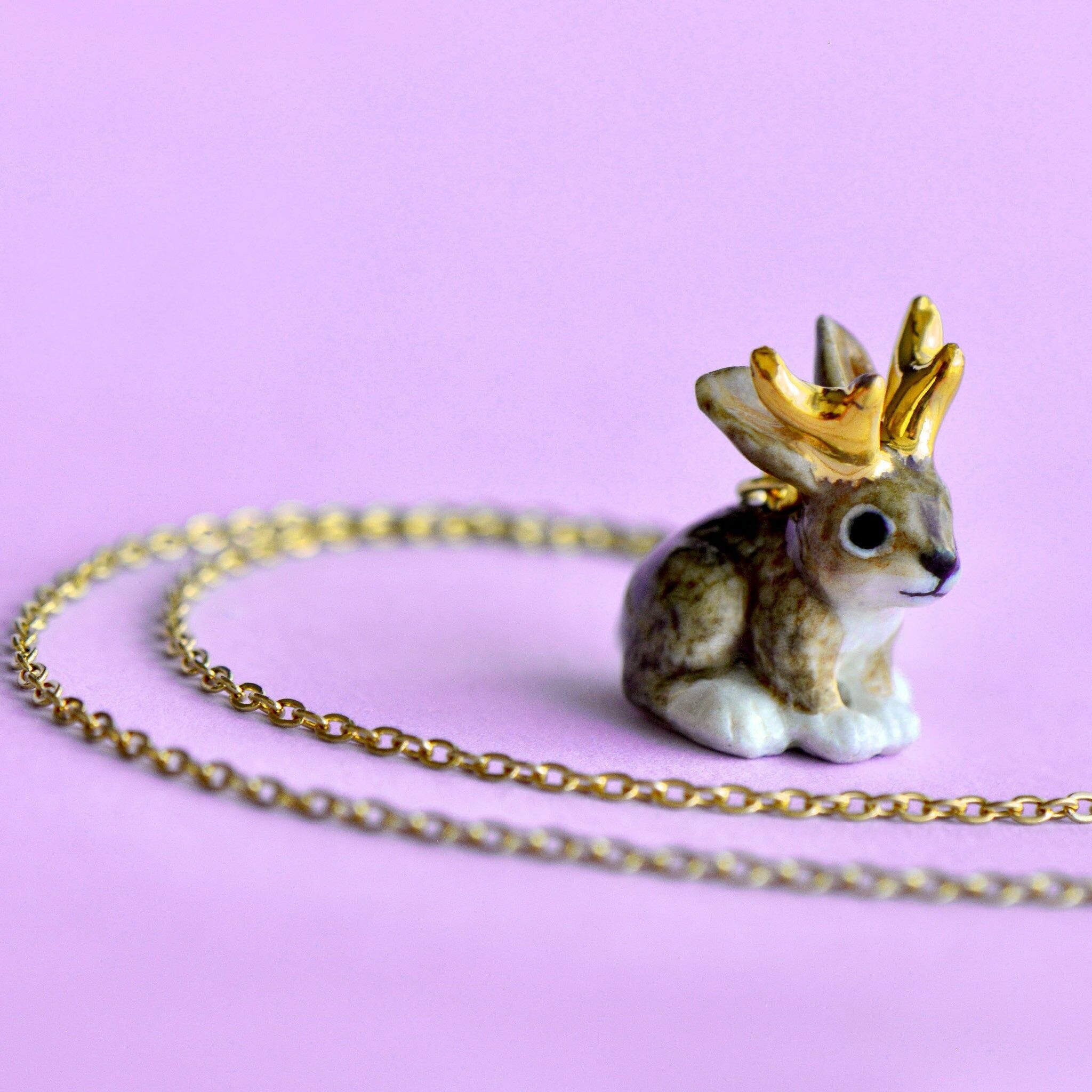 金鹿角兔 項鍊 Gold Jackalope