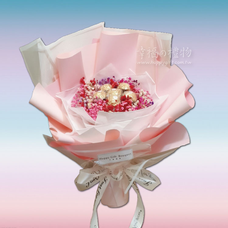 紫色我愛你金莎滿天星花束,滿天星花束,桃園花束,零食花束,桃園八德花店