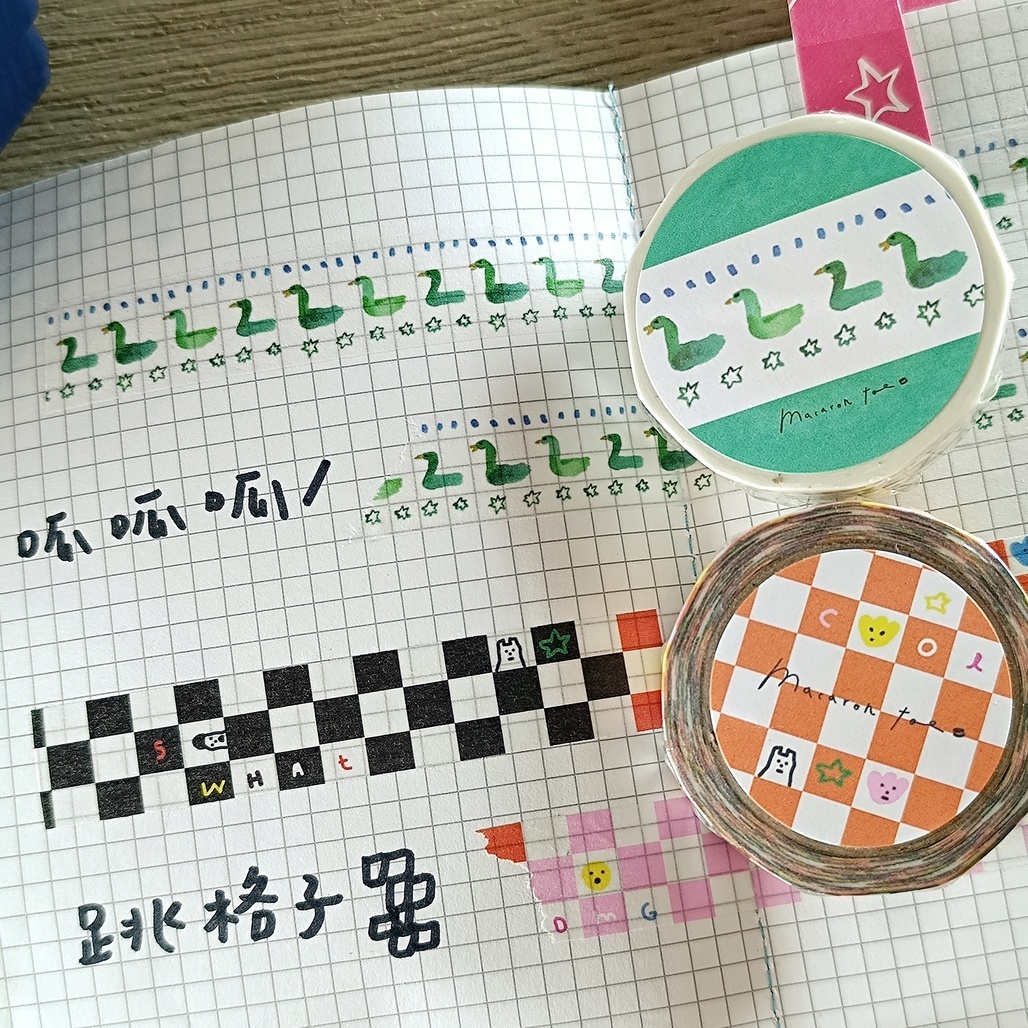 馬卡龍腳趾．跳格子/呱呱呱 紙膠帶