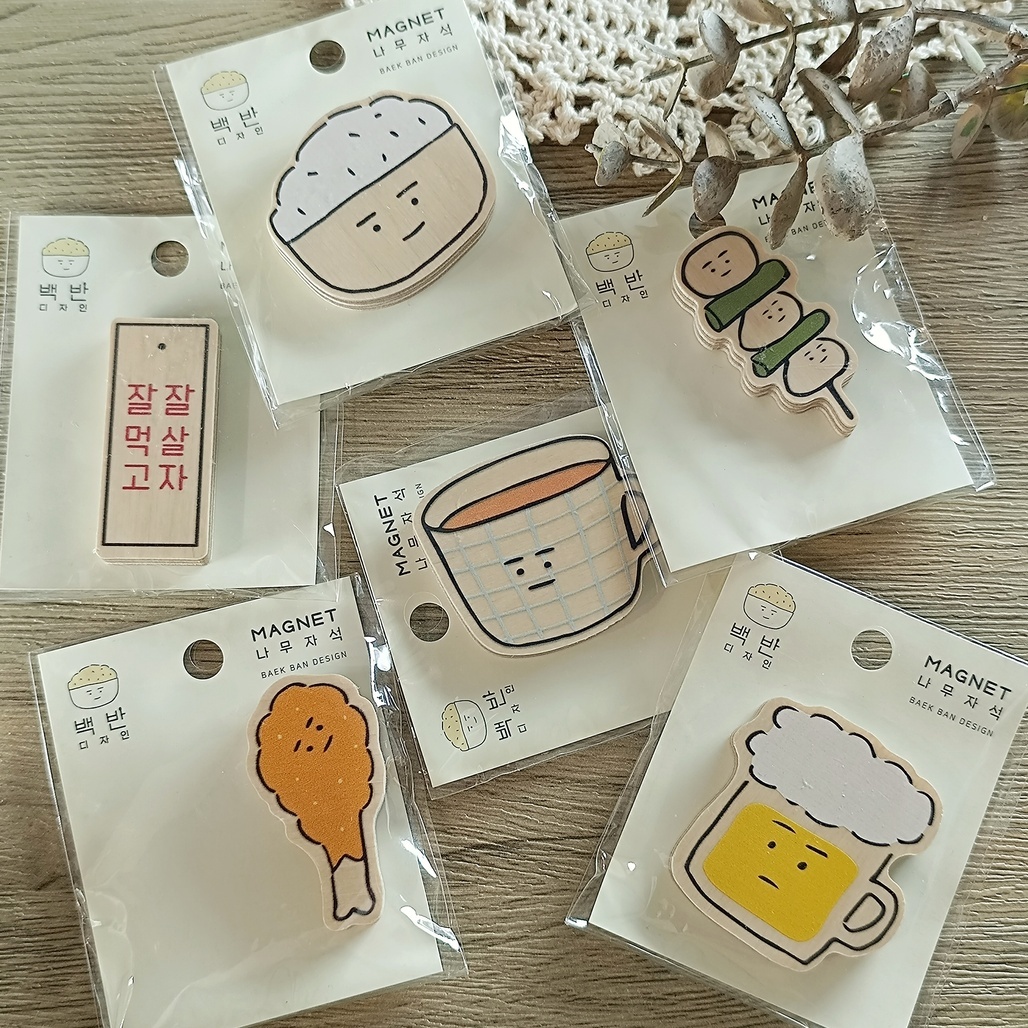 韓國BEAKBAN．BOB 木頭磁鐵 共六款