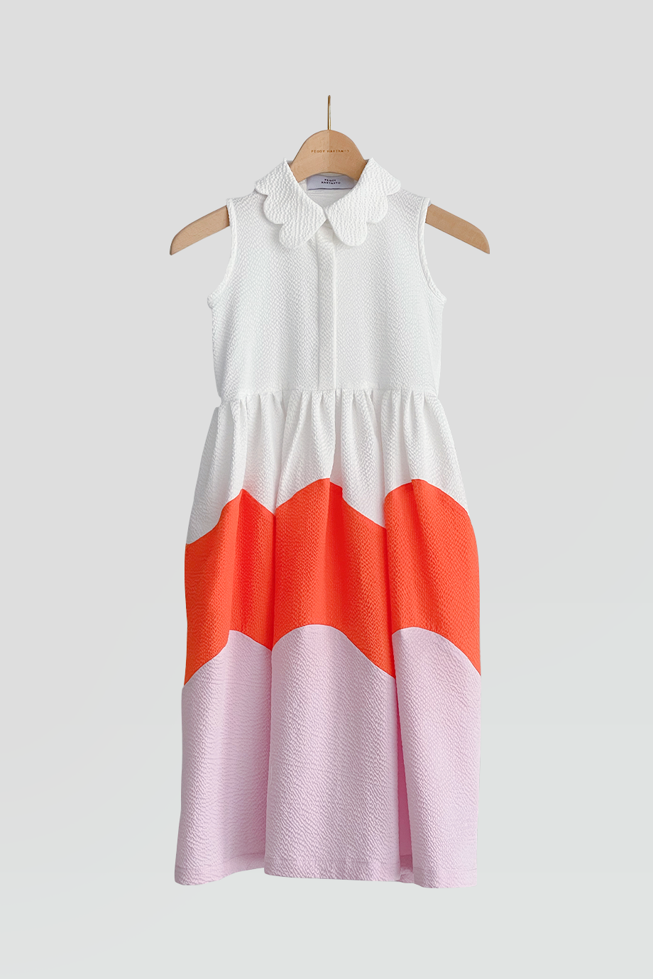 PEGGY HARTANTO｜PRELUDE 襯衫領無袖撞色裙擺女童洋裝