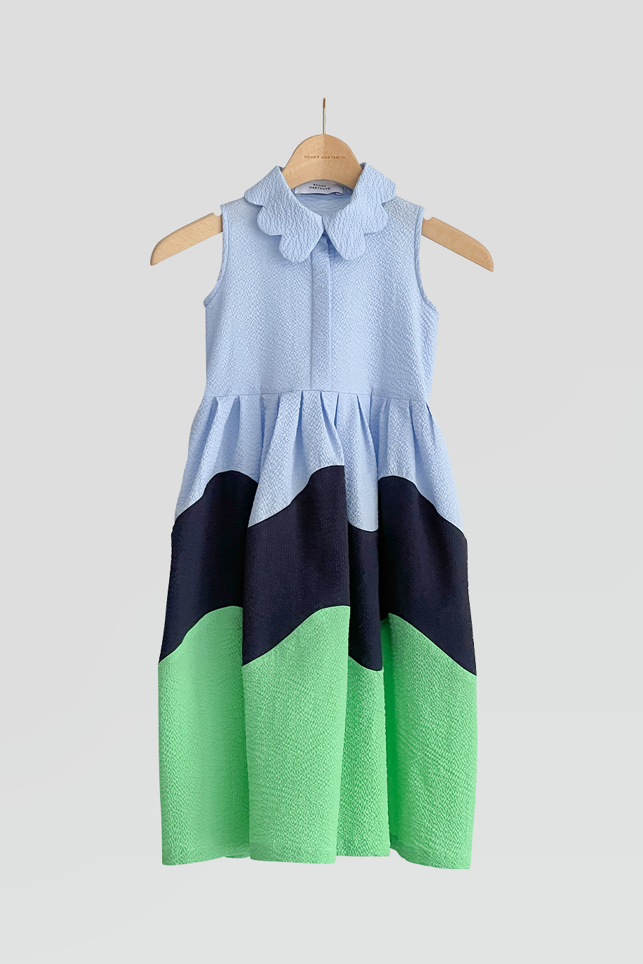 PEGGY HARTANTO｜PRELUDE 襯衫領無袖撞色裙擺女童洋裝