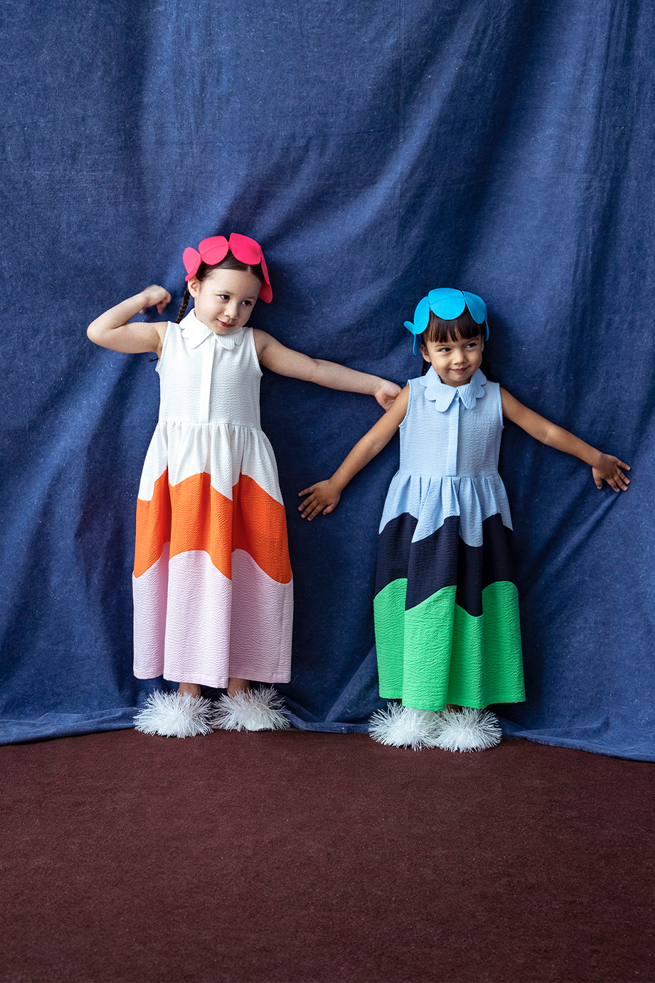 PEGGY HARTANTO｜PRELUDE 襯衫領無袖撞色裙擺女童洋裝