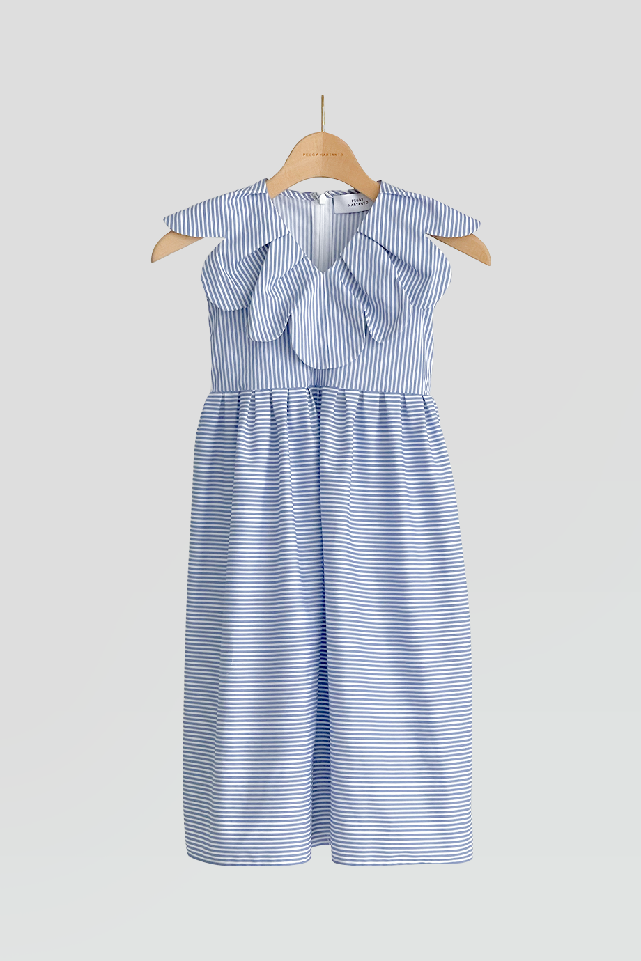 PEGGY HARTANTO｜VIBRATO 花瓣領無袖拼接條紋女童洋裝