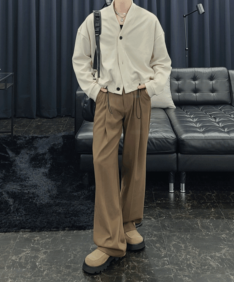 Lud寬鬆細褶西裝褲