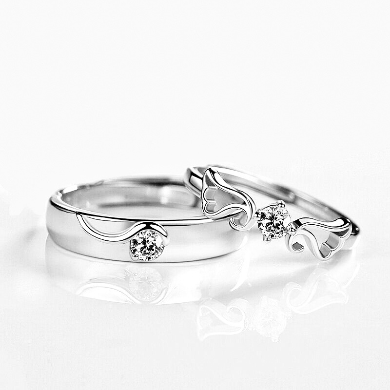 「天使之眼」情侶戒指💍 ｜S925純銀或鍍銀｜活口對戒｜免費刻字✒️｜