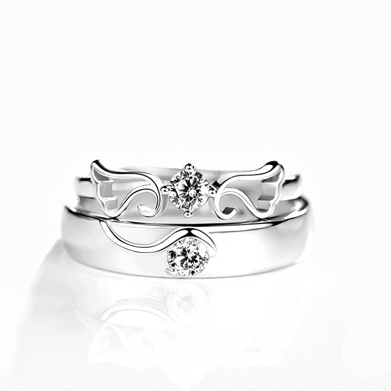 「天使之眼」情侶戒指💍 ｜S925純銀或鍍銀｜活口對戒｜免費刻字✒️｜