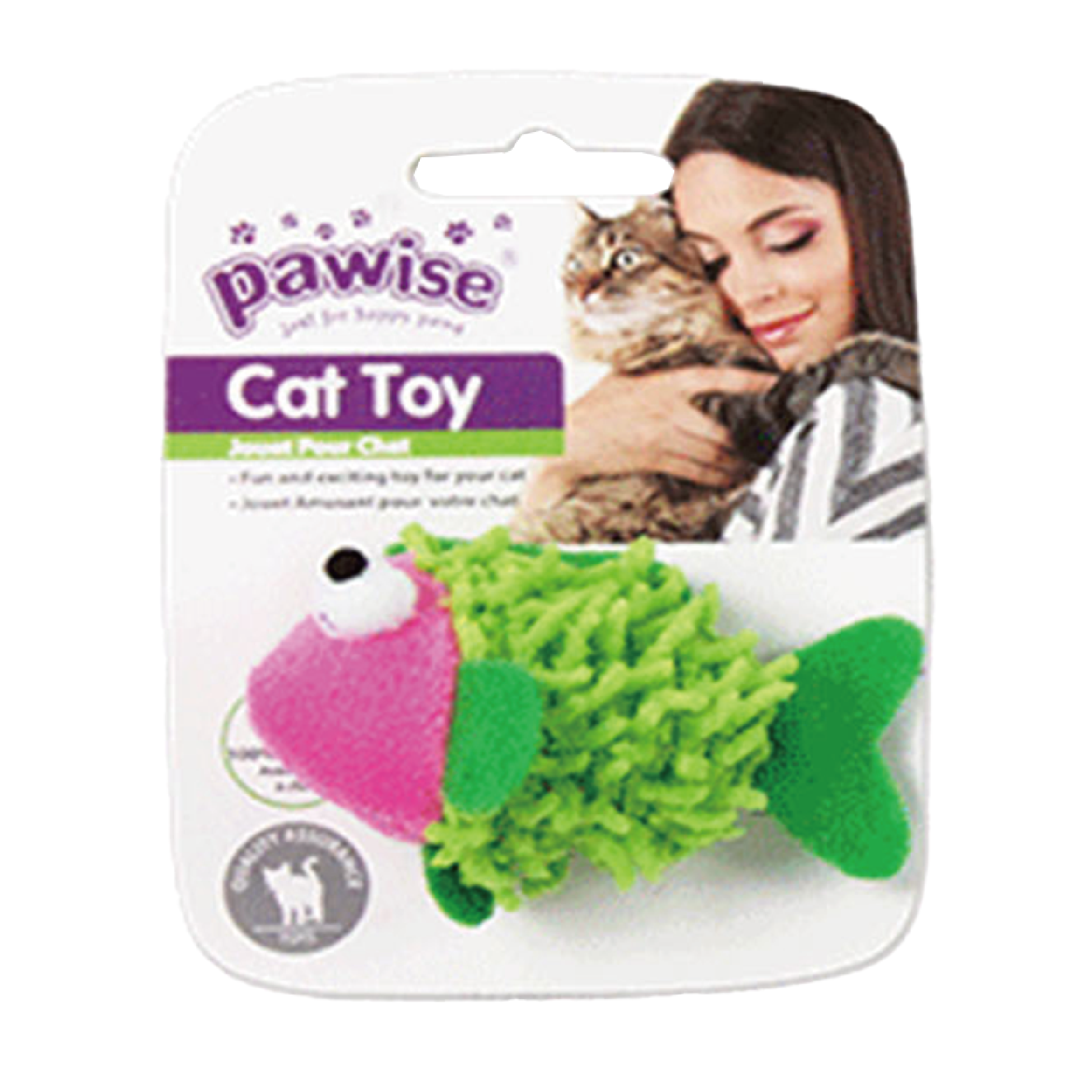 Pawise|毛巾魚貓玩具(綠/橙/紫)(NO.28296)