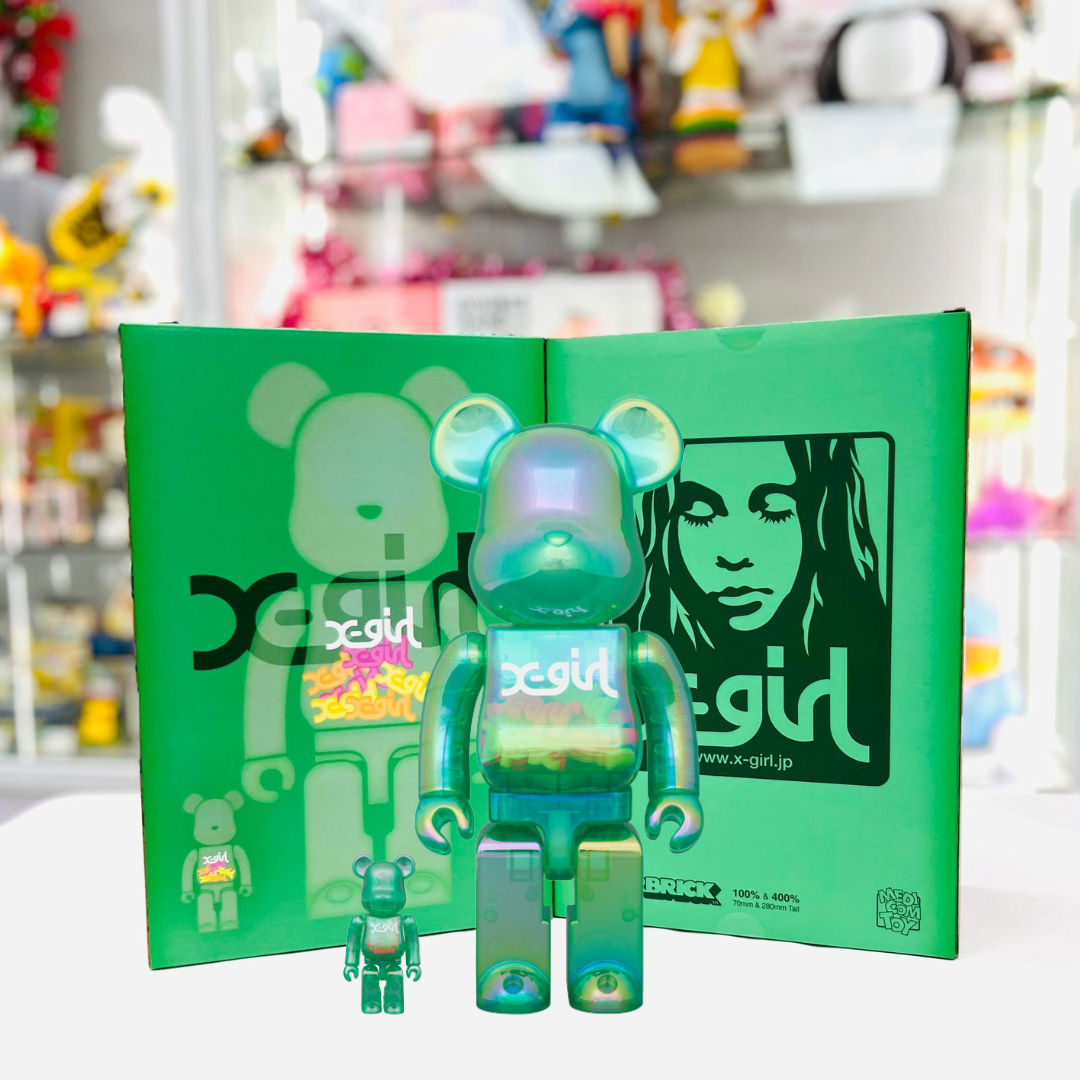 100%+400%/1000% Be@rbrick X-girl CLEAR GREEN Ver.
