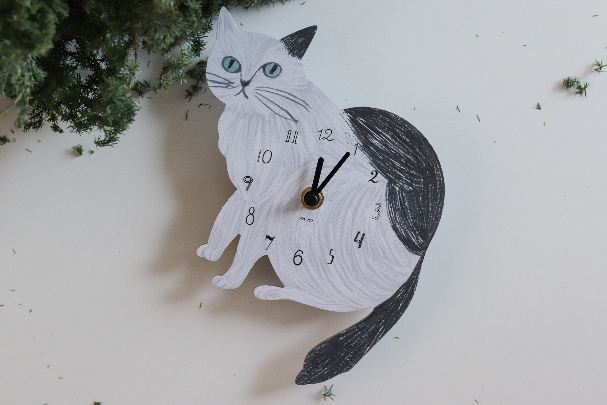 日本 松尾美雪 貓咪 時鐘 Crown