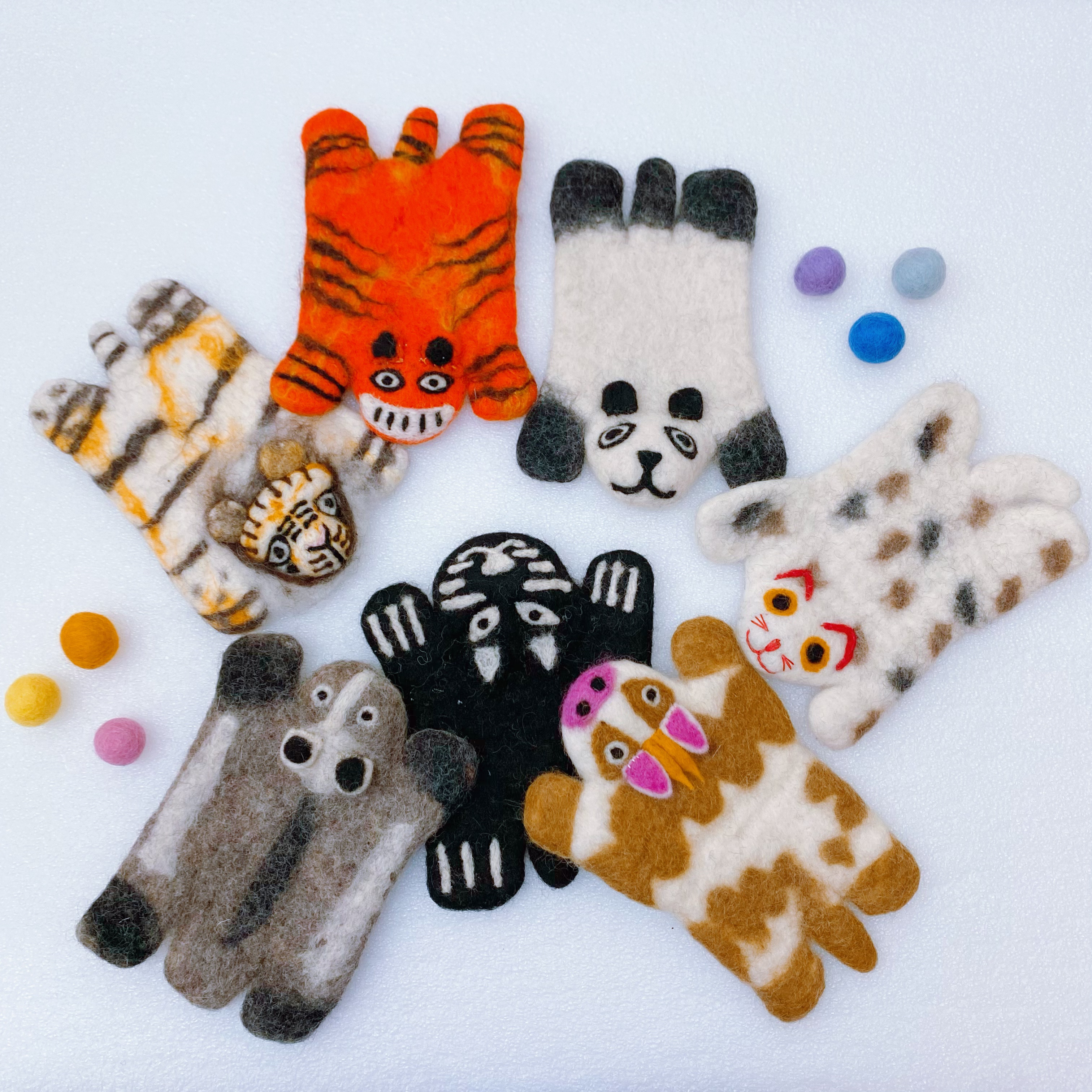 尼泊爾羊毛氈動物杯墊