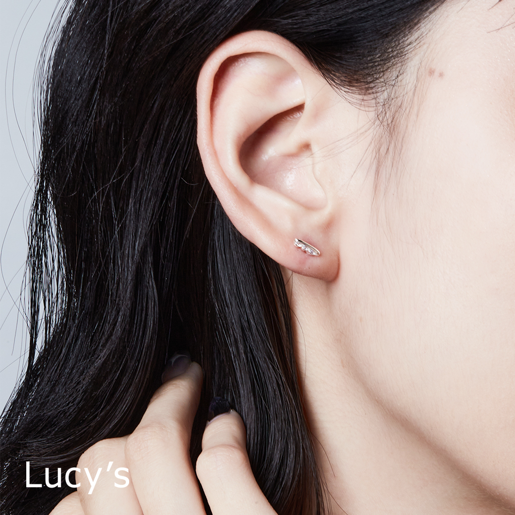 925純銀〔輕銀系列〕清曦排鑽 耳環 (106686)