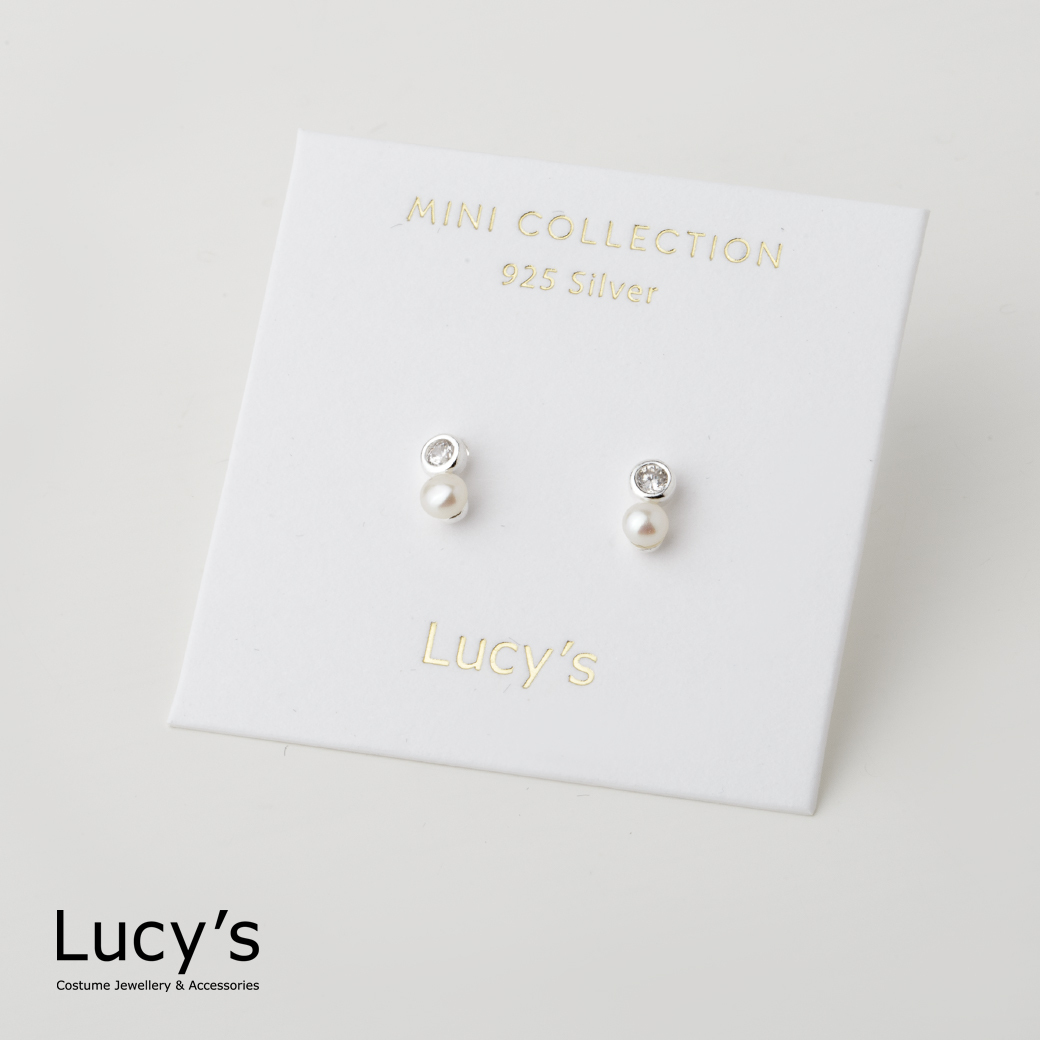 *925純銀〔輕銀系列〕迷你珍鑽 耳環 (111641)