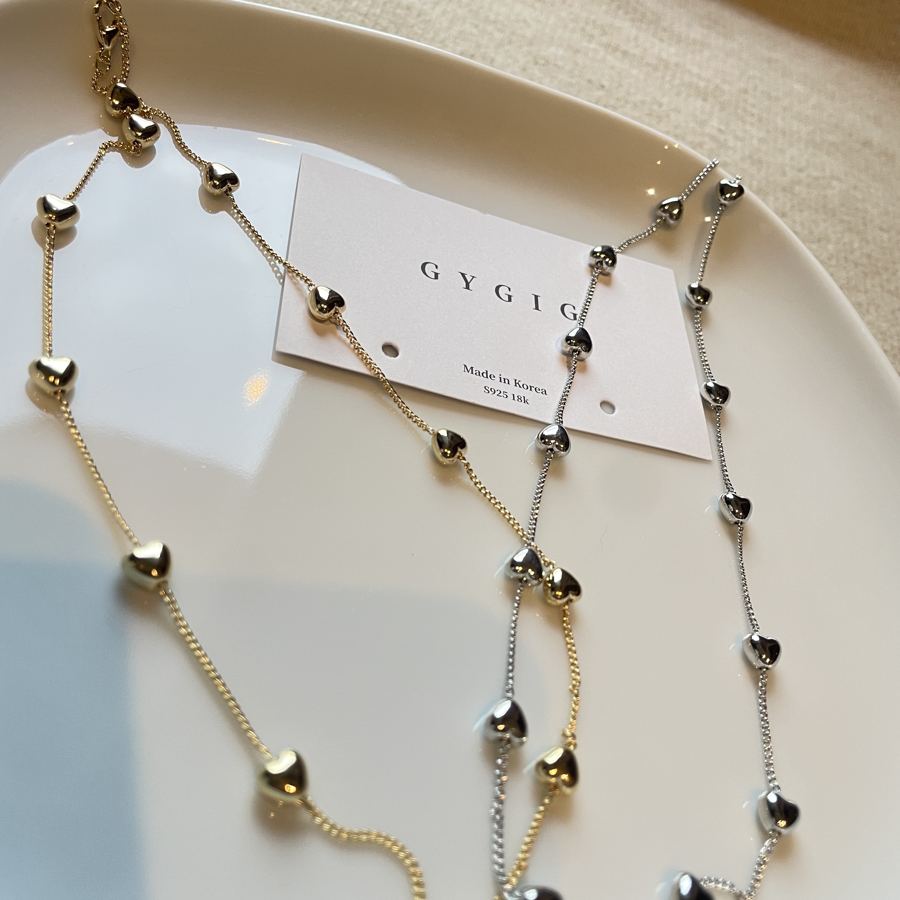 18k一體愛心金銀項鍊全現貨