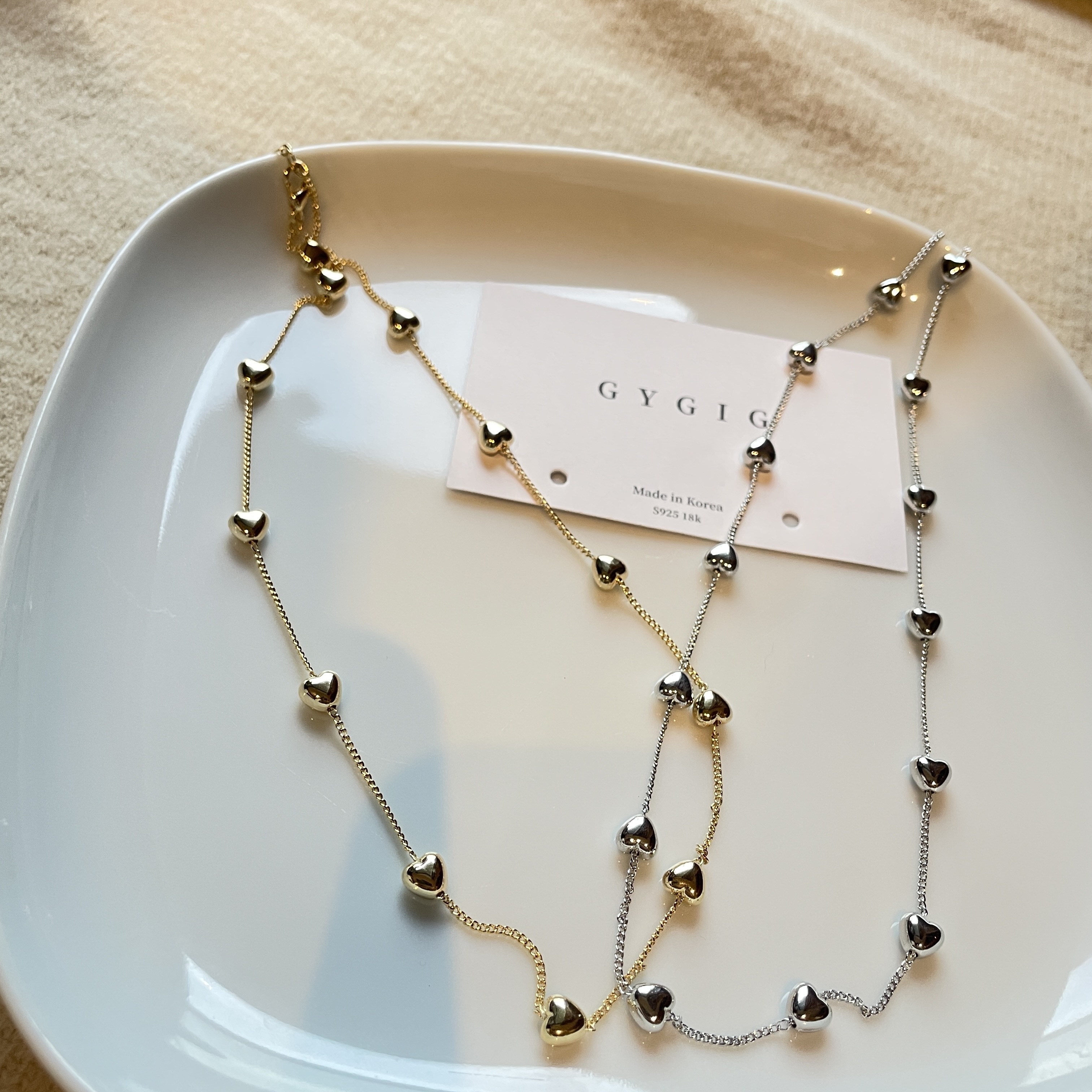 18k一體愛心金銀項鍊全現貨