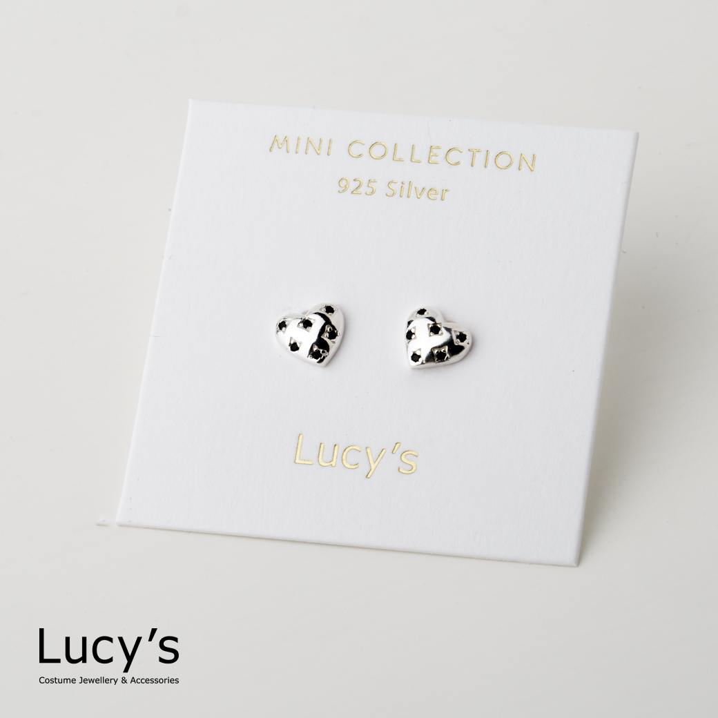 925純銀〔輕銀系列〕點鑽愛心 耳環 (二色) (111706/112362)