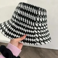 [S] KARL LAGERFELD L3KH7509 HOUNDSTOOTH BUCKET HAT ,BLACK, 196788729278 (SKL863)