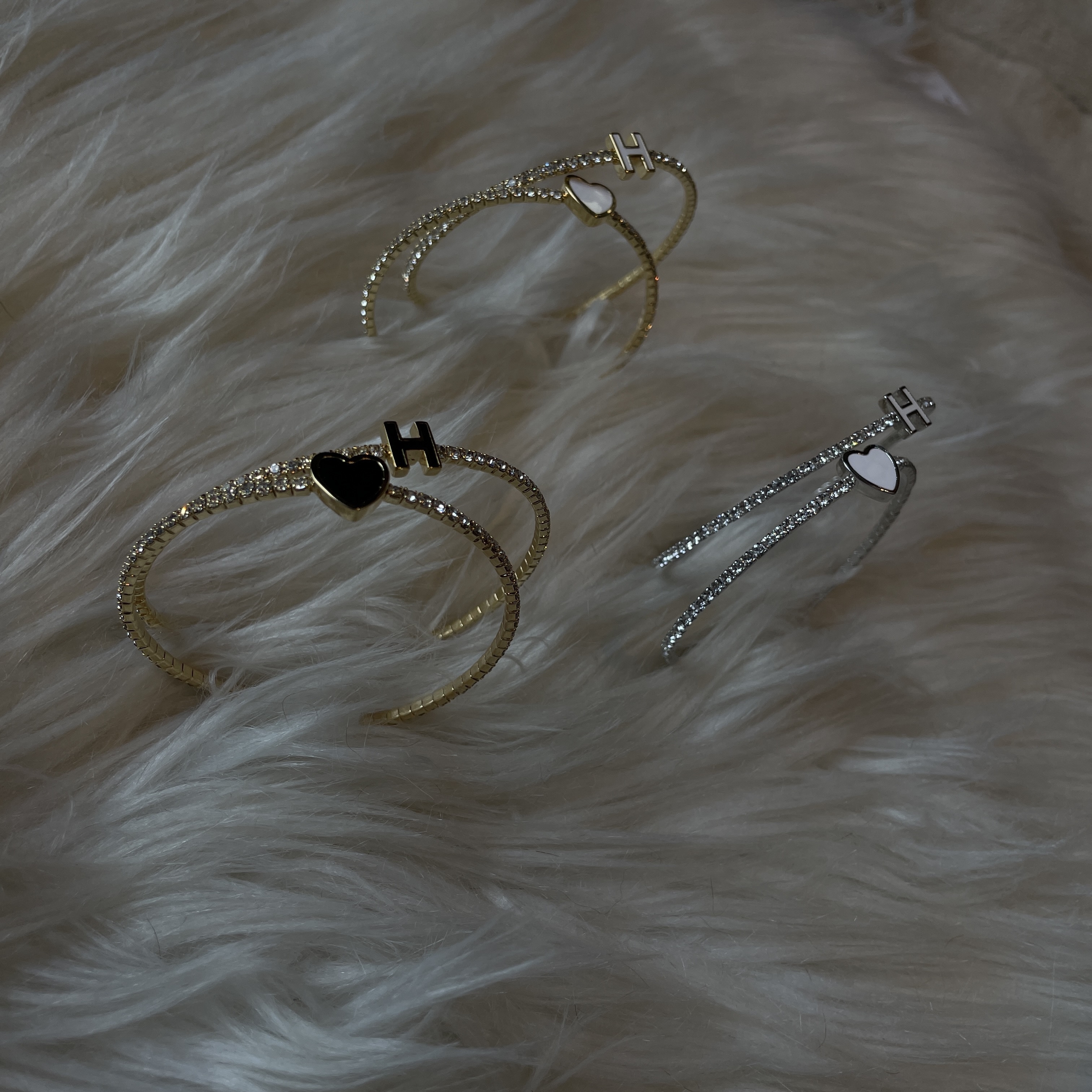 18k愛心H白釉系列水鑽手環/現貨