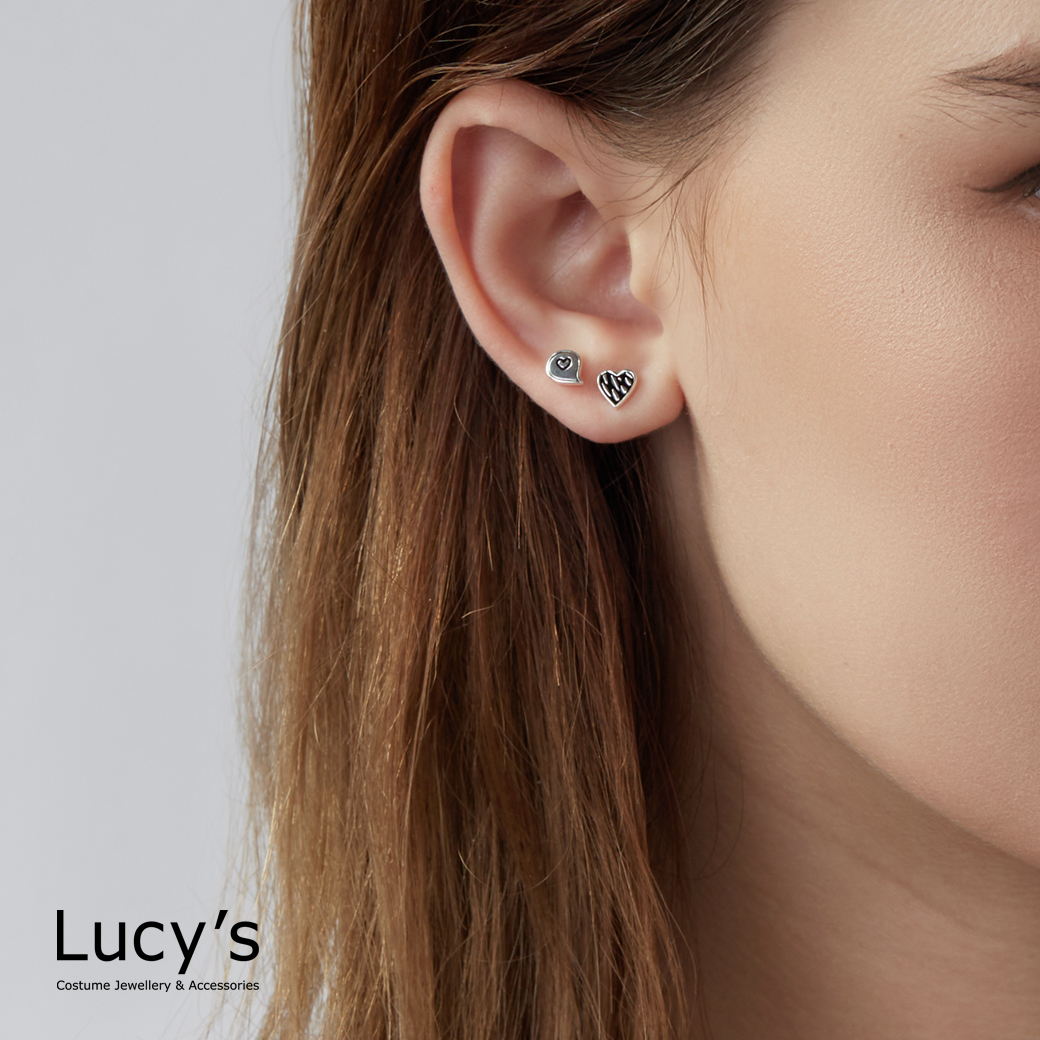 *925純銀〔輕銀系列〕心印 耳環 (二色) (112413/123264)