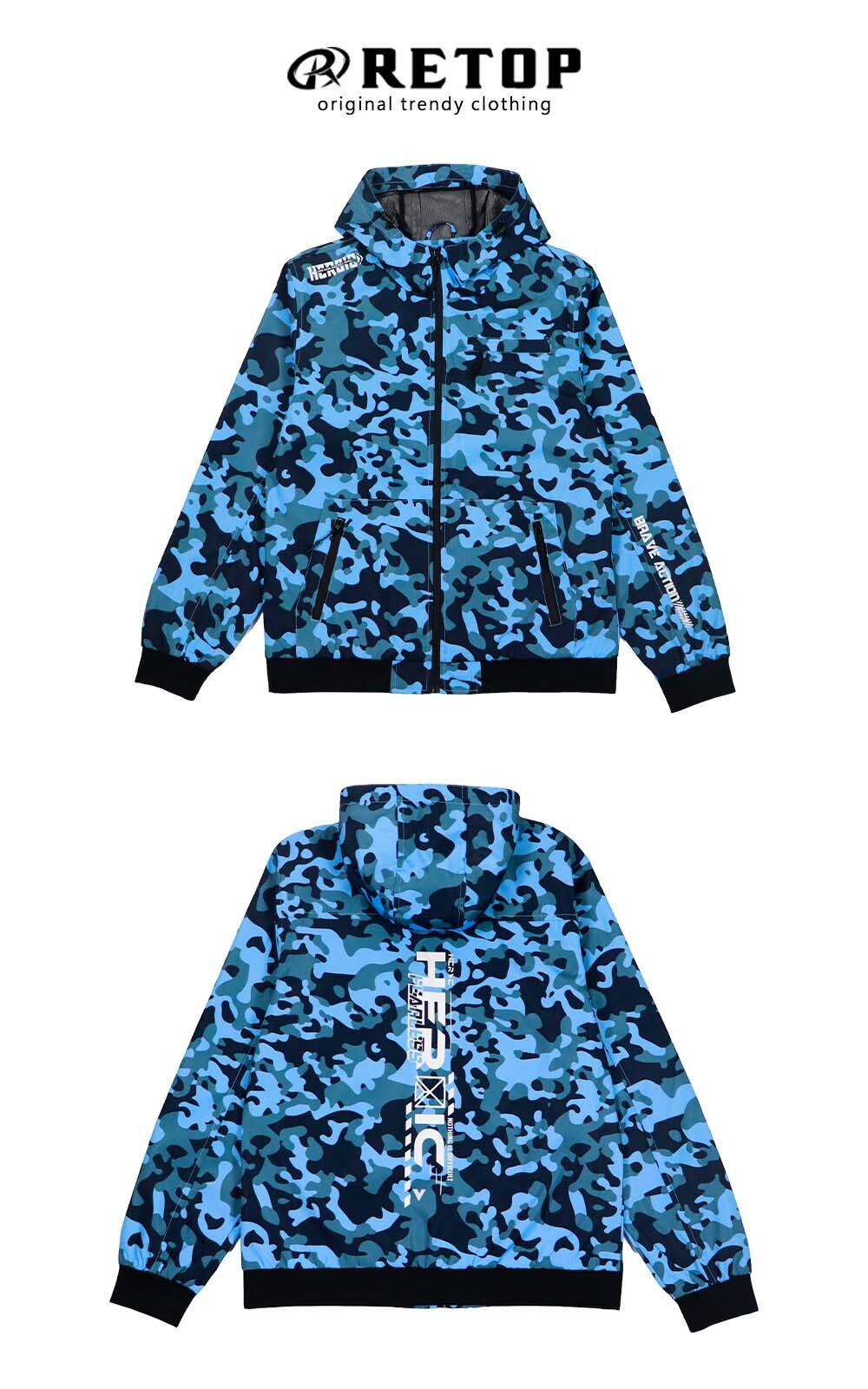 RETOP 潛伏迷彩防潑水風衣 藍迷彩