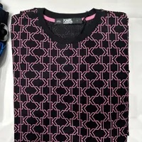 [S] KARL LAGERFELD AOP MONOGRAM SHORT SLEEVE T-SHIRT,BLACK/PINK, 23WW1734-994 [FINAL SALE] (SKL872)
