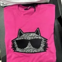 [S] KARL LAGERFELD BOUCLE CHOUPETTE T-SHIRT,FUCHSIA, 23WW1724-554 (SKL879)