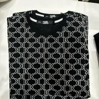 [S] KARL LAGERFELD AOP MONOGRAM SHORT SLEEVE T-SHIRT,BLACK/WHITE, 23WW1734-998 [FINAL SALE] (SKL883)