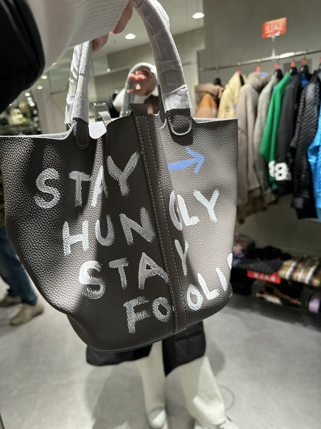 日本hand painting 包包 灰色鑽石款 -M