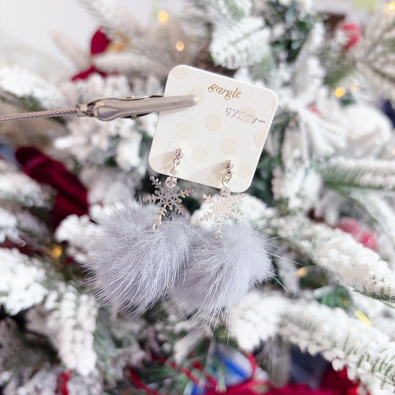 [網站限定優惠]【Gargle】 雪花毛毛耳環