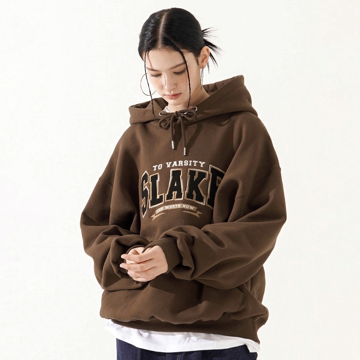 <預購> 韓國TWN 電繡SLAKE高磅刷毛帽T