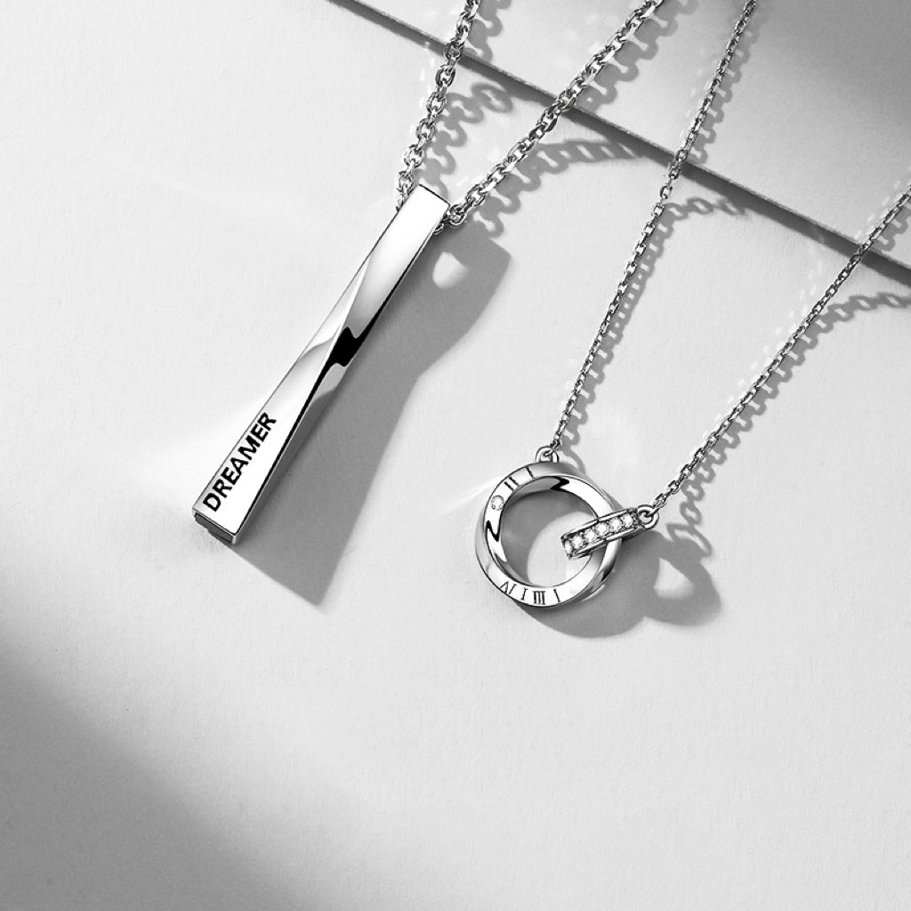 「莫比烏斯 」夜光情侶項鏈📿 ｜S925純銀｜免費刻字✒️ ｜夜光項鏈✨