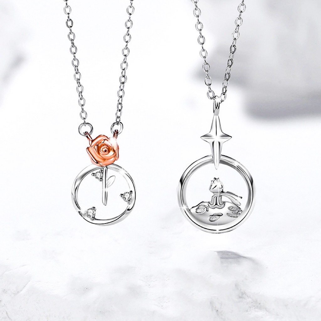 「小王子和玫瑰花」情侶項鏈📿 ｜S925純銀｜免費刻字✒️ ｜