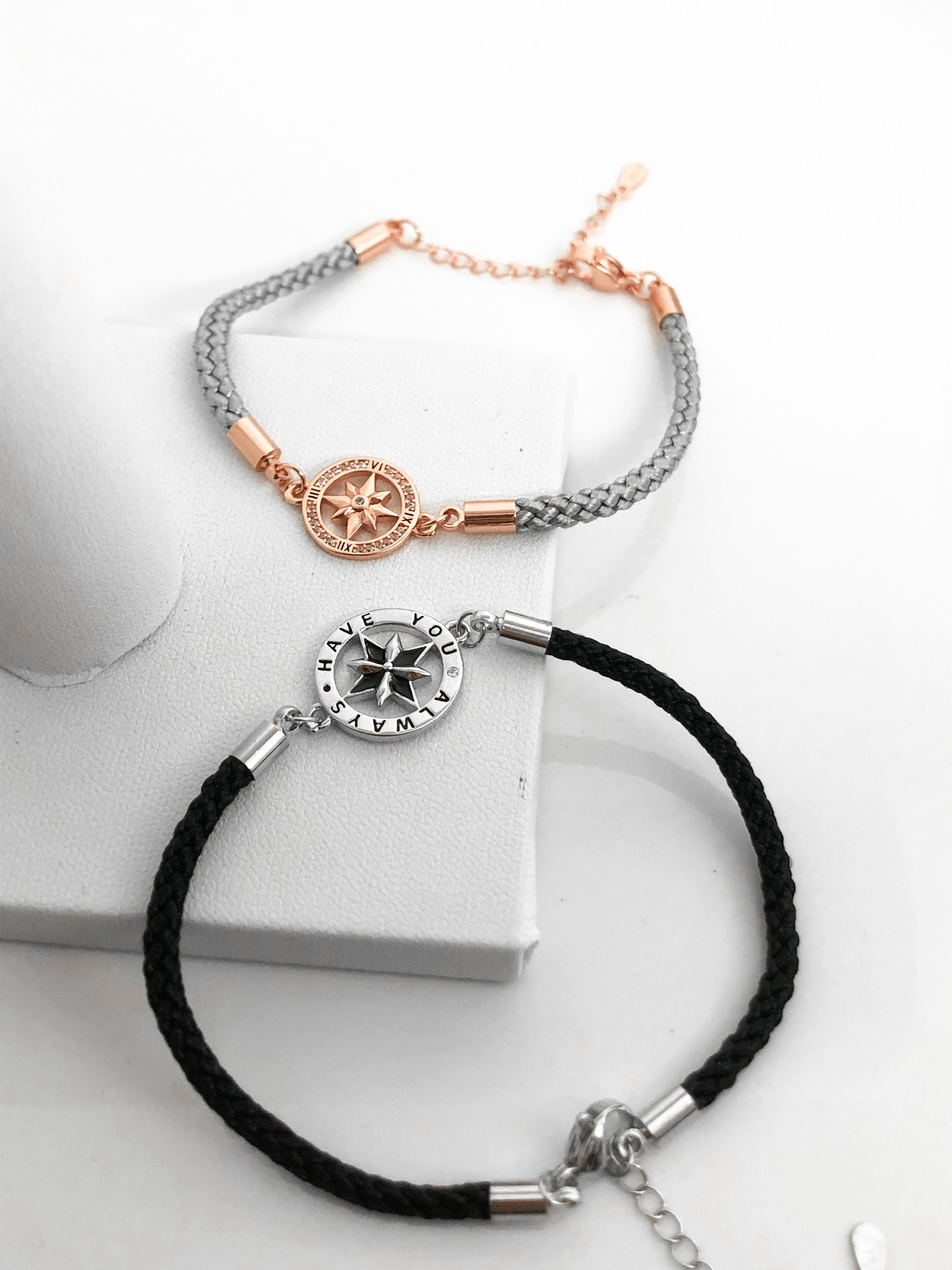 「八芒星相伴一生 」情侶手繩 | S925純銀或鍍銀 | 免費刻字