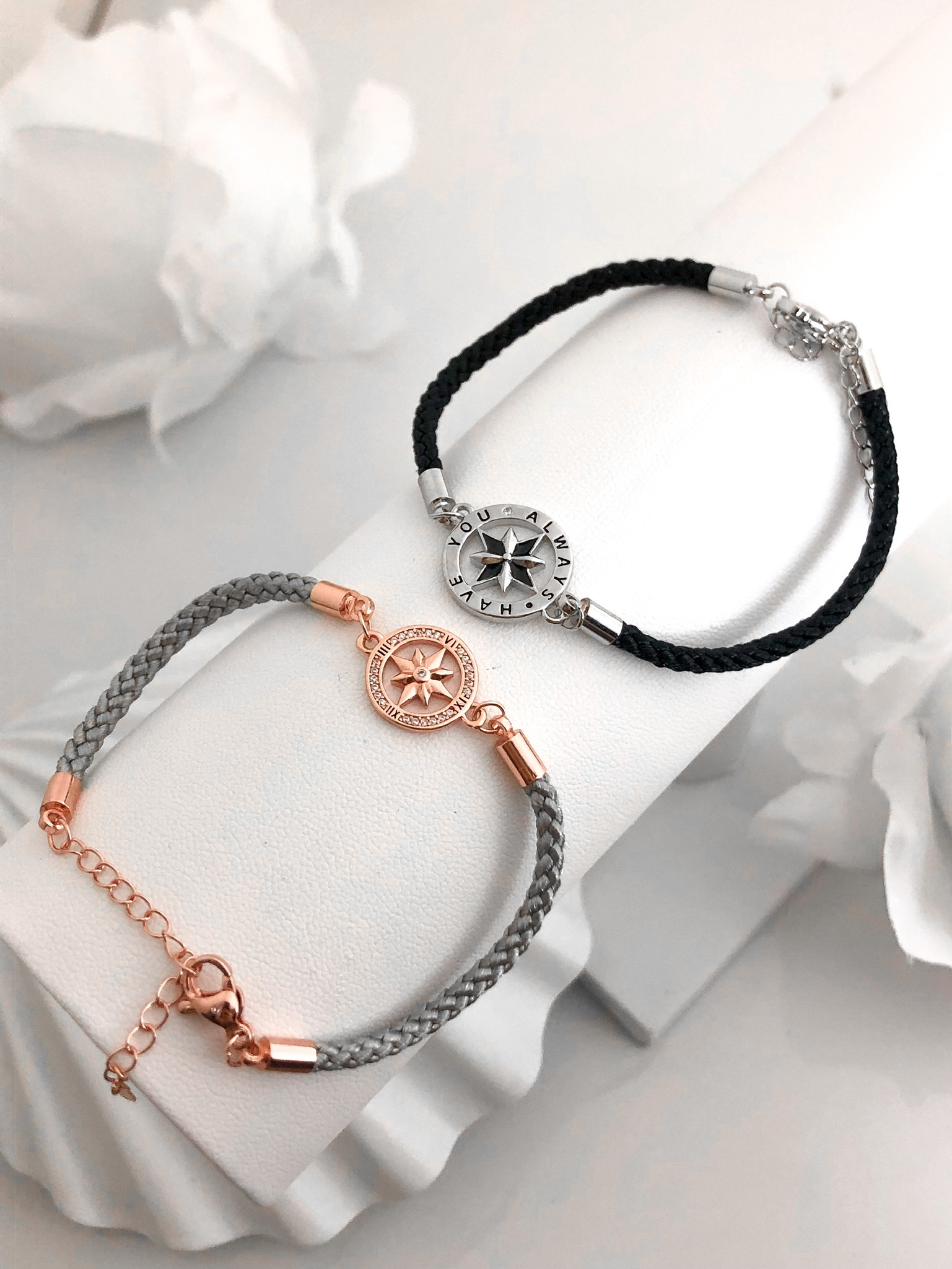 「八芒星相伴一生 」情侶手繩 | S925純銀或鍍銀 | 免費刻字