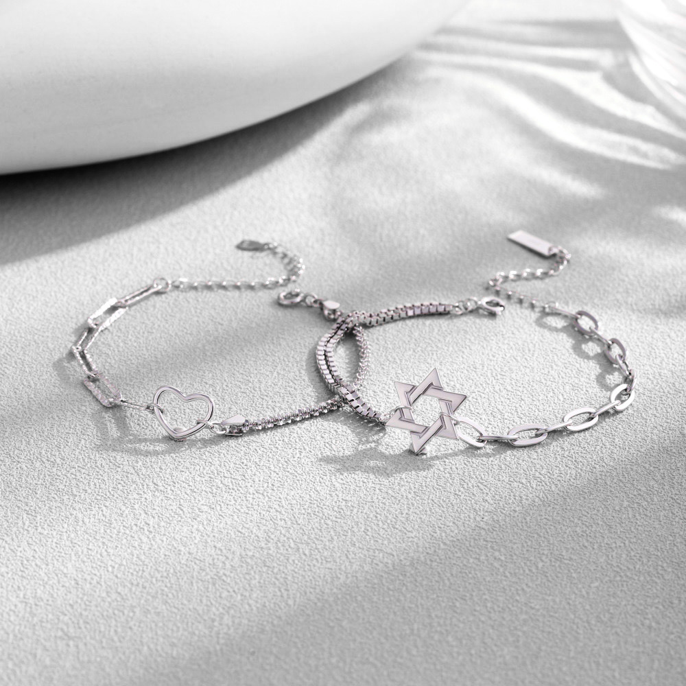 「八芒星相伴一生」情侶手鏈 | S925純銀或鍍銀 | 免費刻字