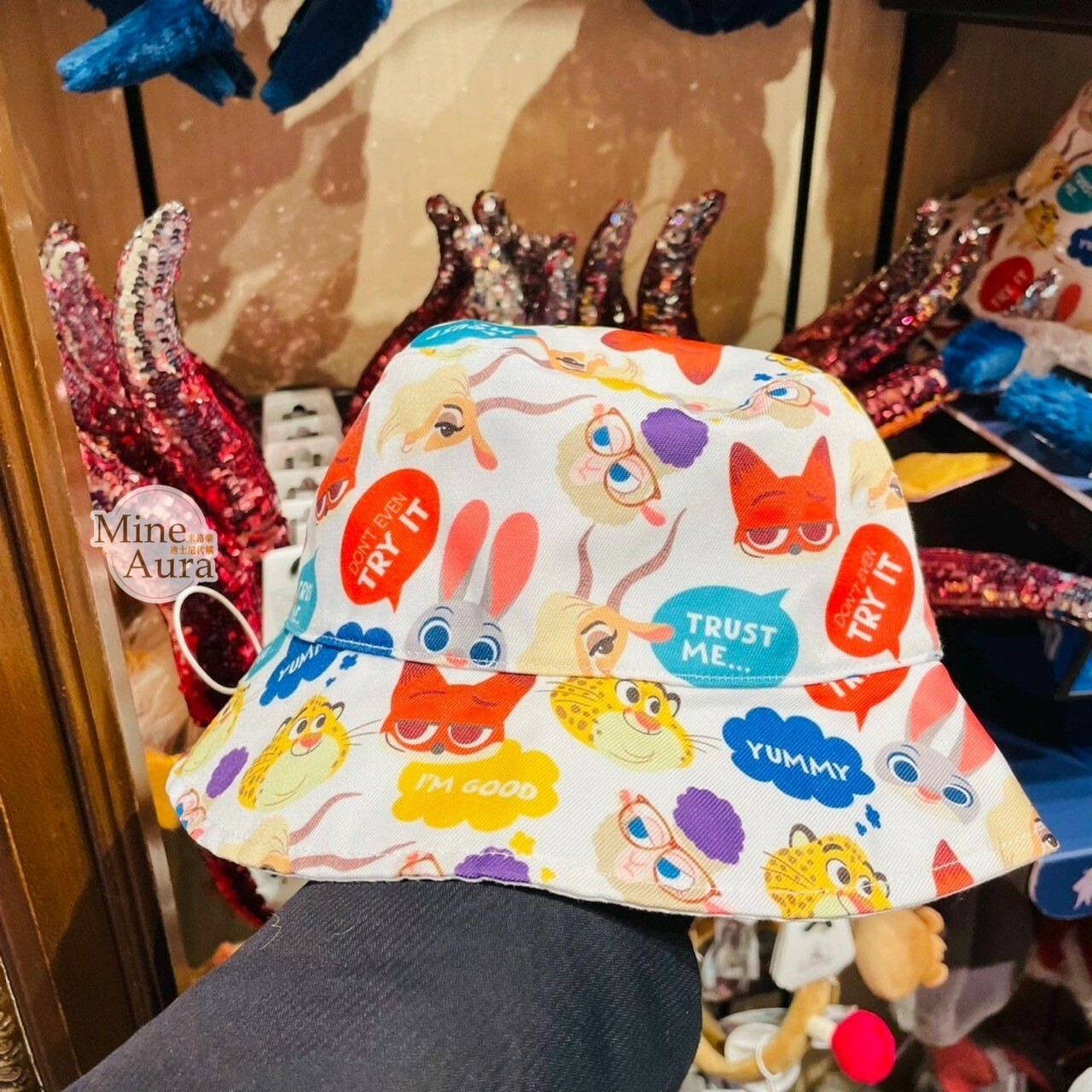 動物方城市 Zootopia 角色集合 滿版圖案 漁夫帽 帽子 -上海迪士尼樂園