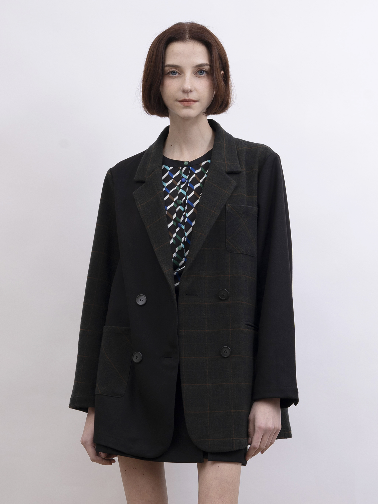mi-tu 格仔西裝外套
