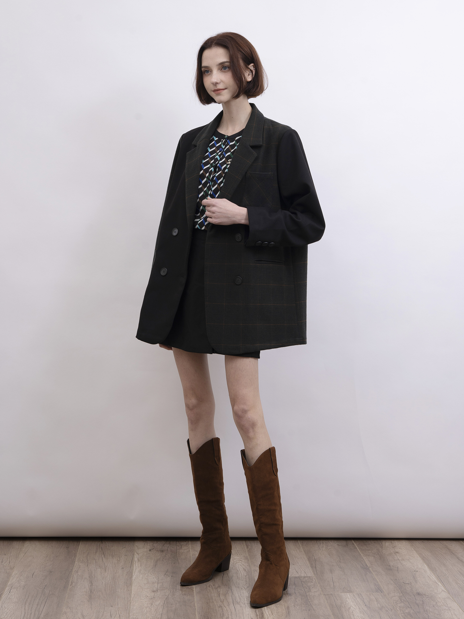 mi-tu 格仔西裝外套
