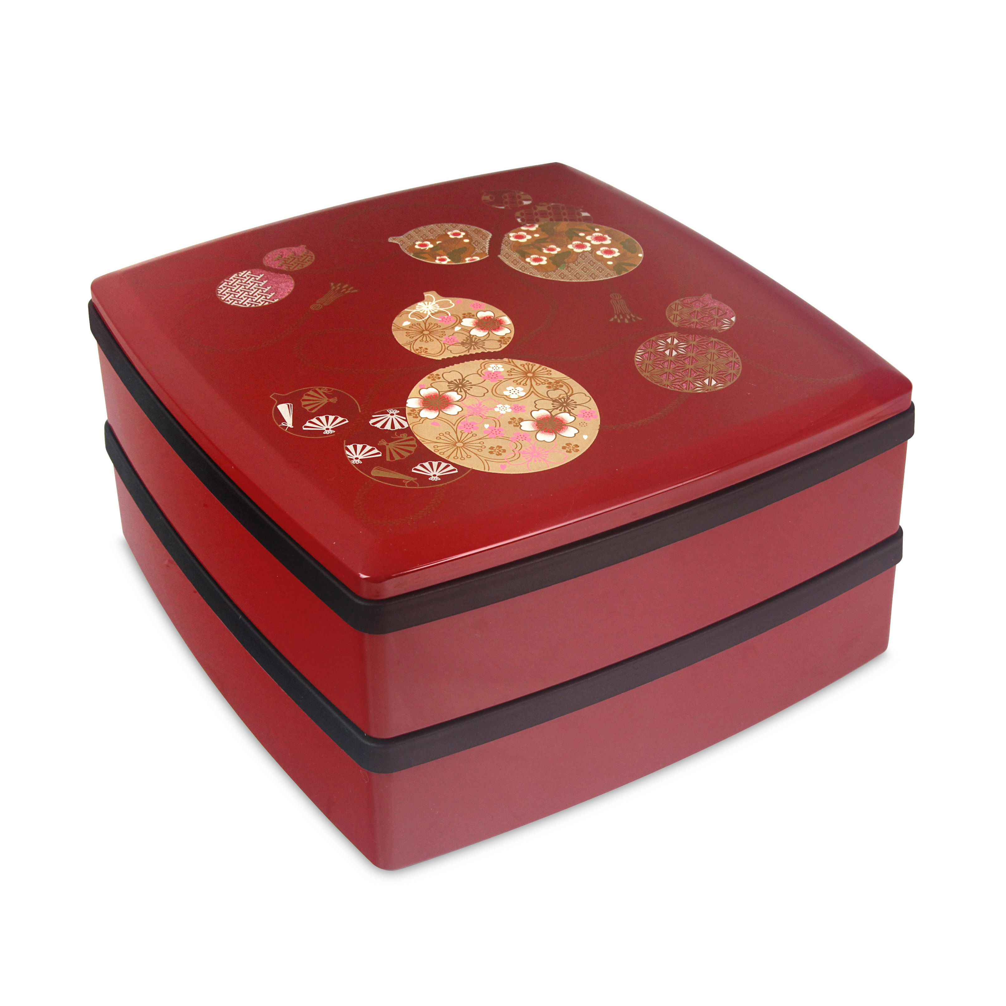 ミタニ 山中漆器 日本製 22cm 桜型 2層漆器全盒 -M17554-7R