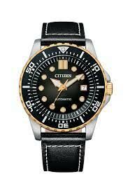 Citizen Automatic Black Leather Strap Watch - NJ0176-10E 湖水系列黑色自動上鍊機械男錶 NJ0176-10E