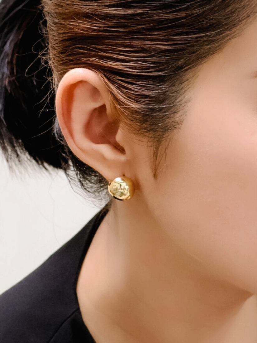 蓋茨比宴會｜圓球純銀個性耳扣 (18K金色)