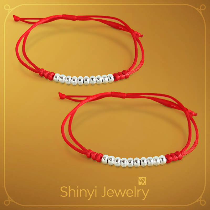 十全十美順心轉運足銀紅繩1+1