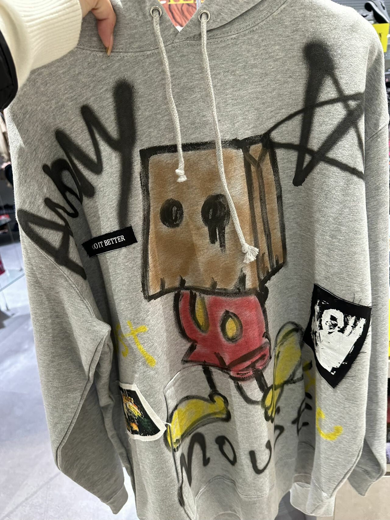 日本手繪衛衣 灰色紙盒人款 -M