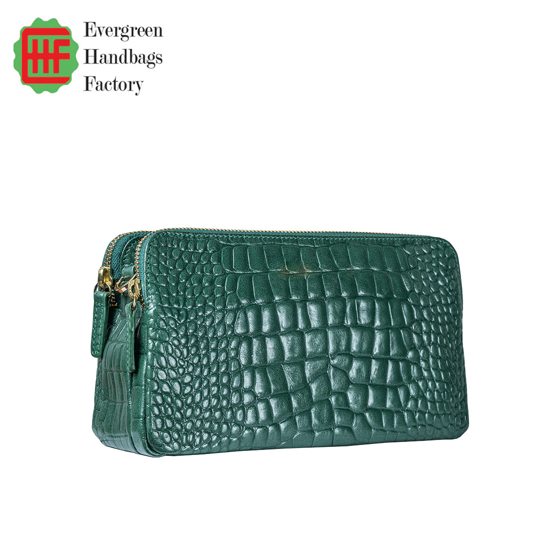Crocodile Embossed Triple Crossbody Bag