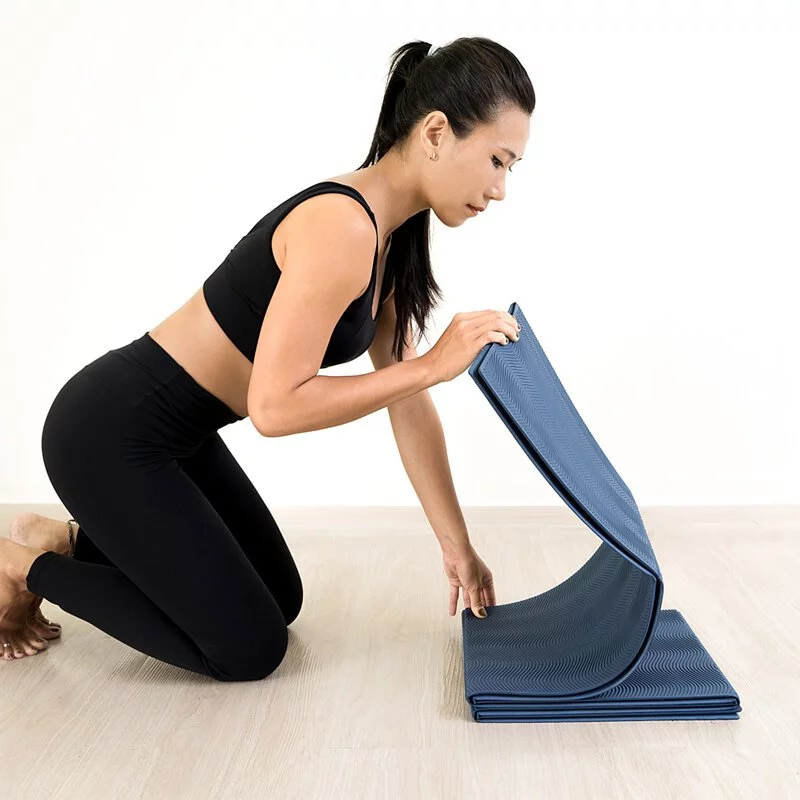 超慢跑墊推薦Lotus FitnessMIT台灣製 TPE雙摺疊加寬66cm瑜珈健身墊