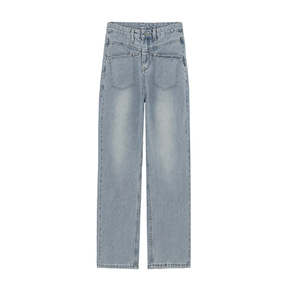 High-waisted straight-leg wide-leg jeans