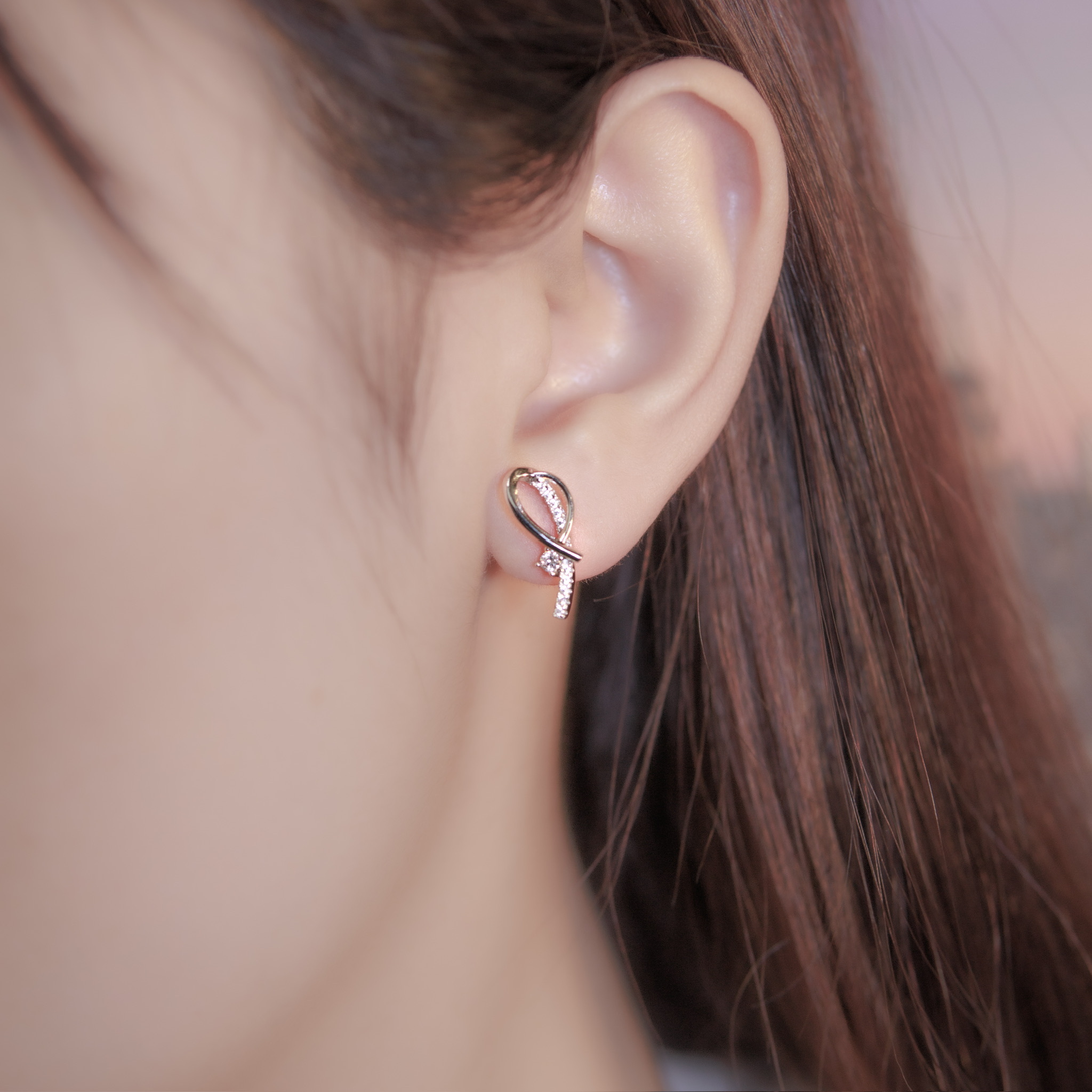 | 925 Silver・White Gold・Rose Gold | Starry Bow Earrings（Silver / Rose Gold） | EA0720 |
